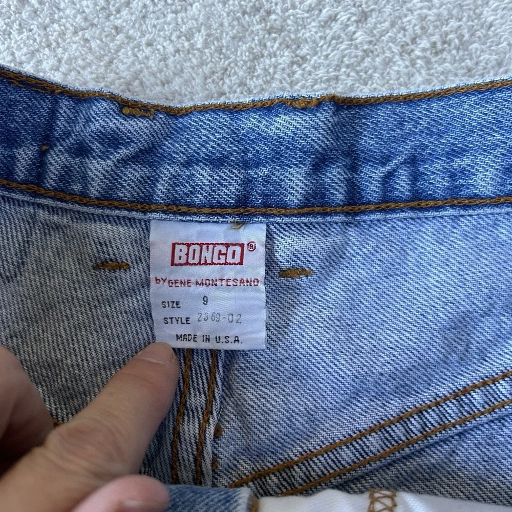 Vintage Bongo Shorts Womens 27 Blue Denim High Rise Cutoff Frayed Hem USA